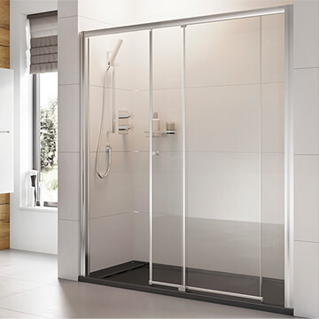 Roman Haven6 Framed Level Access Sliding Shower Door - Clear Glass - Polished Chrome