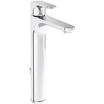 VitrA Root Round Tall Basin Mixer Tap with Pop-Up Waste - Flat Handle