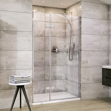 Roman Liberty Alcove Shower Door with In-Line Panel - Hinged Mechanism