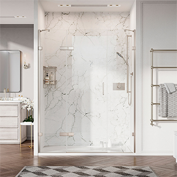 Roman Liberty Alcove Shower Door with Two In-Line Panel - Hinged Mechanism