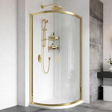 Roman Haven8 Brushed Brass Sliding Quadrant Shower Enclosure - 1 Door - 900 x 900mm