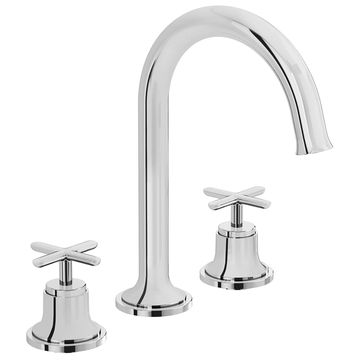 VitrA Origin Classic 3 Hole Basin Mixer Tap - Deck Mounted - Crosshead Handles
