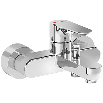 VitrA Root Round Bath Shower Mixer Tap with Diverter - Flat Lever Handle