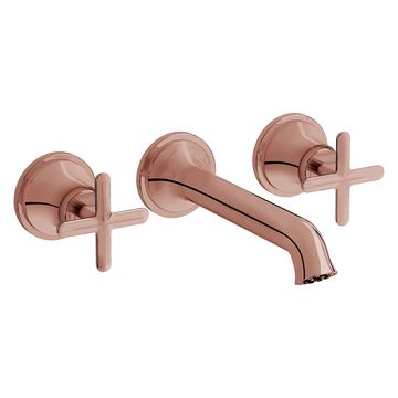 VitrA Origin Classic 3 Hole Soft Copper Basin Mixer Tap - Crosshead Handles