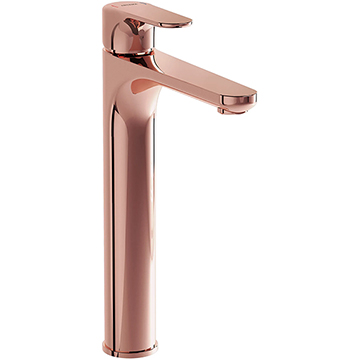 VitrA Root Round Soft Copper Tall Basin Mixer Tap - Straight Spout - 315mm High