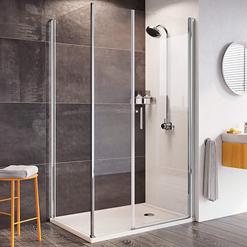 Roman Innov8 Pivot Shower Door with In-line Panel - Clear Glass - Reversible