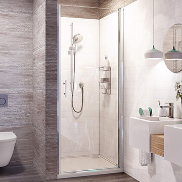 Roman Innov8 Pivot Shower Door - Clear Glass - Reversible - Alcove Fitting