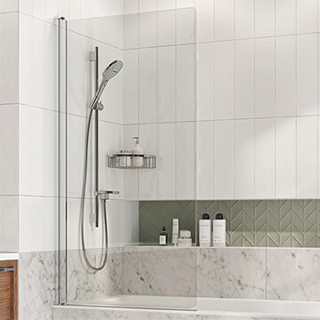 Roman Embrace Pivot Frameless Straight Bath Screen - Clear Glass - 820 x 1500mm