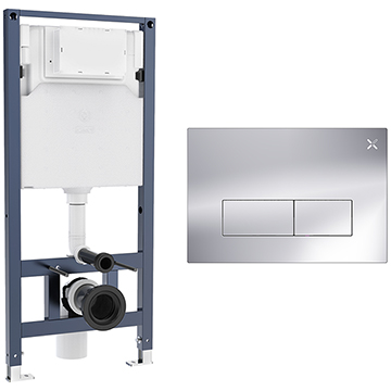 Crosswater MPRO WC Frame with Dual Flush Concealed Cistern and Flush Plate - 450 x 980mm