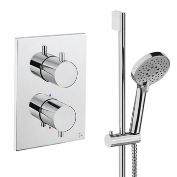 Crosswater Crossbox MPRO Concealed 1-Outlet Thermostatic Valve and Slide Rail Kit with 3-Function Handset