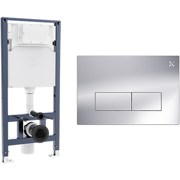 Crosswater MPRO WC Frame with Dual Flush Concealed Cistern and Flush Plate - 506 x 1120mm