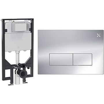 Crosswater MPRO Slim Depth WC Frame with Dual Flush Cistern and Flush Plate - 590 x 1120mm