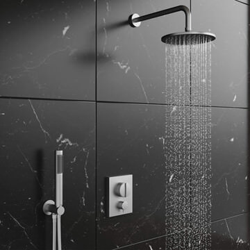 Crosswater MPRO Thermostatic Push Button Valve with Shower Kit - Fixed Head and Arm