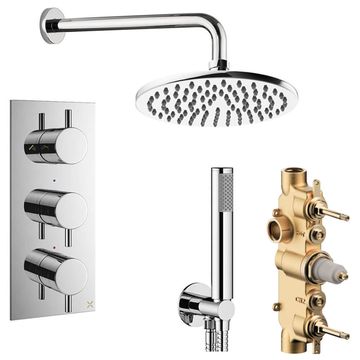 Crosswater Design Thermostatic Shower Set 7 with Wall Mounted Arm - DESET7C200