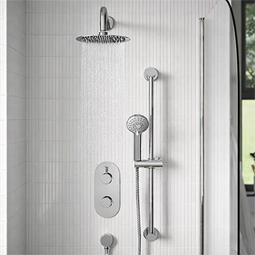 Bristan Molida Round Concealed Thermostatic Shower Valve with Drench Head and Slide Rail Kit