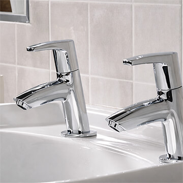 Bristan Orta Contemporary Chrome Finish Angled Basin Taps - Lever Handles - Deck Mounted - Image