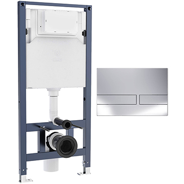 Crosswater Venue WC Frame with Dual Flush Concealed Cistern and Flush Plate - 510 x 1120mm