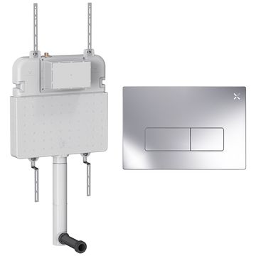 Crosswater MPRO Slimline Dual Flush Concealed Cistern with Flush Plate - 508 x 80 x 550mm