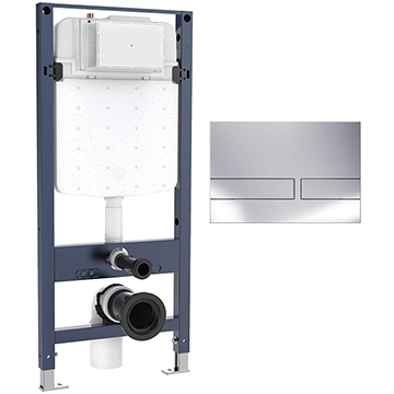 Crosswater Venue WC Frame with Dual Flush Concealed Cistern and Flush Plate - 497 x 1120mm