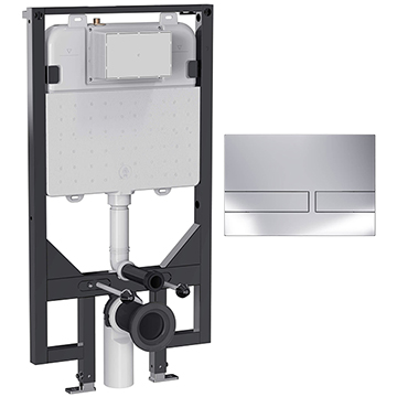 Crosswater Venue WC Frame with Dual Flush Concealed Cistern and Flush Plate - 590 x 1140mm