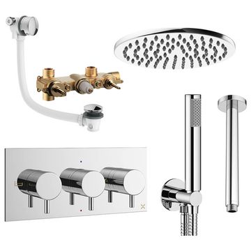 Crosswater Design Thermostatic Shower Set with Ceiling-Mounted Arm and Bath Filler - Image