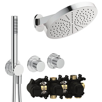 Crosswater Module Plus 2 Outlet Thermostatic Shower Set with Revive Round Head - Image