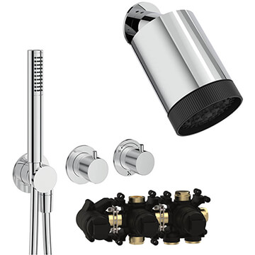 Crosswater Module Plus 2 Outlet Thermostatic Shower Set with Revive Multi Mode Head
