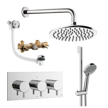 Crosswater Design Thermostatic Valve with Slide Rail Kit and Wall-Mounted Arm - DESET9C200
