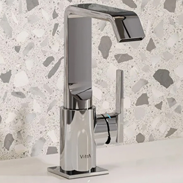 VitrA Suit Contemporary Basin Mixer Tap - Curved Spout - Side Action Stick Handle