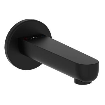 VitrA Root Round Matt Black Straight Bath Spout with Flange - Wall Mounted