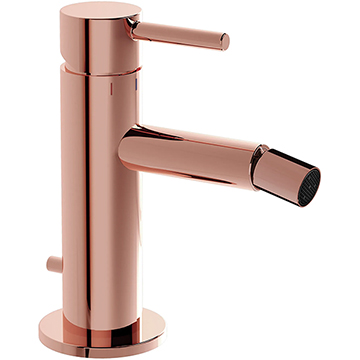 VitrA Origin Contemporary Soft Copper Bidet Mixer Tap with Pop-Up Waste - Stick Handle