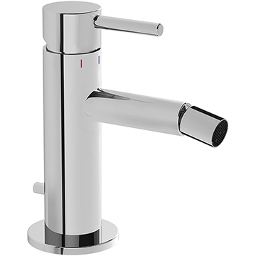 VitrA Origin Contemporary Bidet Mixer Tap with Pop-Up Waste - Stick Handle