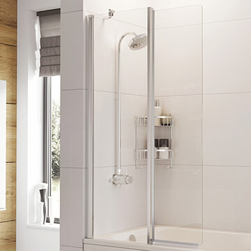 Roman Haven6 Semi-Frameless 2 Panel Polished Chrome Folding Bath Screen - 910 x 1500mm