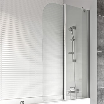 Roman Haven6 Frameless Curved Inward Folding Bath Screen - 2 Panel - 910 x 1500mm