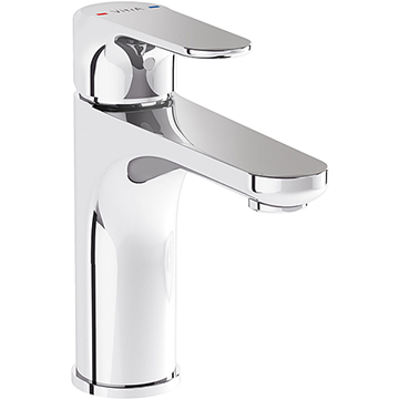VitrA Root Round Contemporary Basin Mixer Tap with Straight Spout - Flat Handle