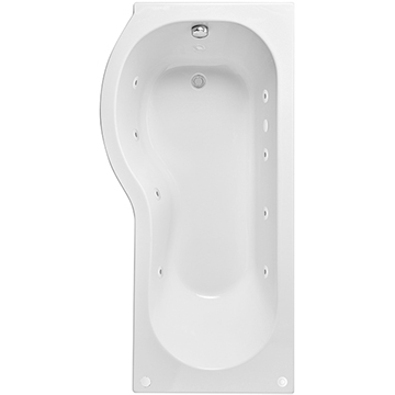 Joseph Miles P-Shaped Whirlpool Bath with Leg Sets - 8 Jet - 1600 x 850mm