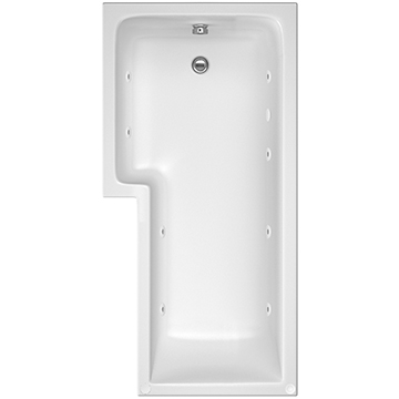 Joseph Miles L-Shaped Whirlpool Bath with Leg Sets - 8 Jet - 1800 x 850mm