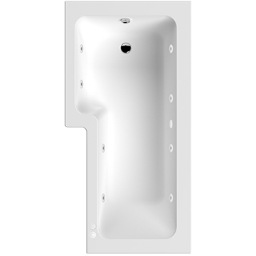 Joseph Miles L-Shaped Whirlpool Bath with Leg Sets - 8 Jet - 1600 x 850mm