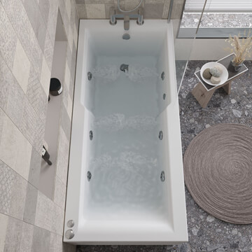 Joseph Miles Single-Ended Acrylic Whirlpool Straight Bath - 6 Jets - 1700 x 750mm - JMA710-J6