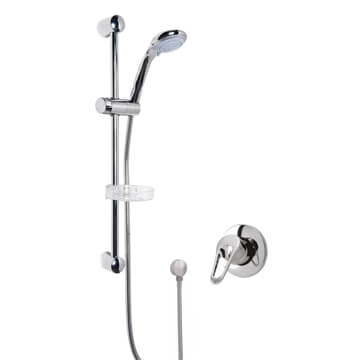 Nuie Concealed Thermostatic Chrome Shower Valve with Slider Rail Kit and Wall Elbow