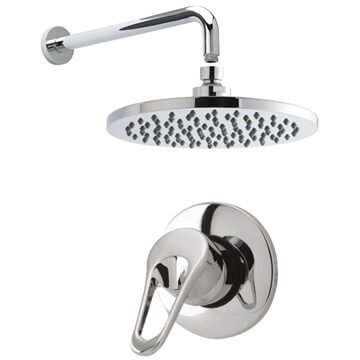 Nuie Manual Valve with Chrome Fixed Showerhead and Wall Mounted Arm