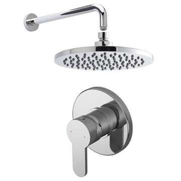 Nuie Manual Concealed Valve with Chrome Fixed Showerhead and Arm