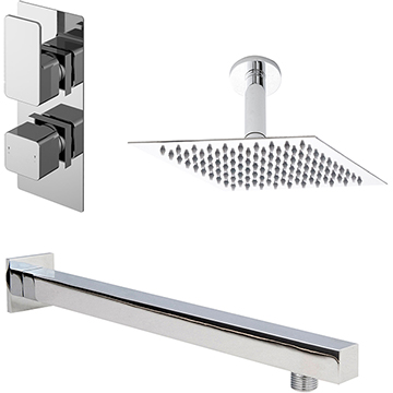 Nuie Windon Dual Control Thermostatic Shower Valve with Fixed Head and Wall Arm