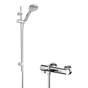 Nuie Thermostatic Bath Shower Mixer with Water Saving Slider Rail Kit - Chrome