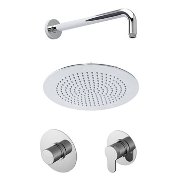 Nuie Concealed Thermostatic Shower Valve with Chrome Fixed Showerhead and Arm - Image