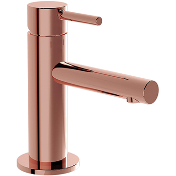 VitrA Origin Contemporary Soft Copper Basin Mixer Tap - Long Spout - Stick Handle