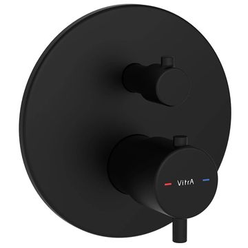 VitrA Concealed Round Thermostatic Matt Black Shower Mixer Valve with Diverter