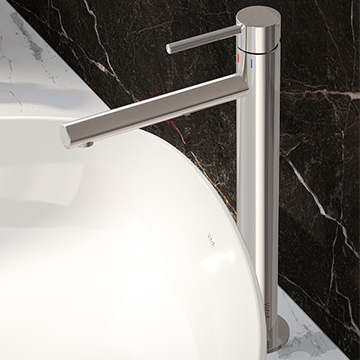 VitrA Origin Contemporary Tall Basin Mixer Tap with Long Spout - Stick Handle
