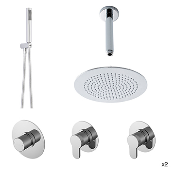 Nuie Arvan Thermostatic Concealed Valve with Fixed Head and Shower Handset Kit - Chrome