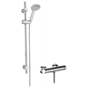 Nuie Binsey Round Thermostatic Bar Valve with Water Saving Shower Kit - Chrome